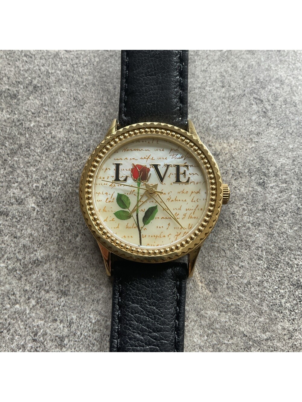 Vntg Arjang & Co. Stamp Series Womens Watch USPS "Love" Rose Stamp Dial Bin Z